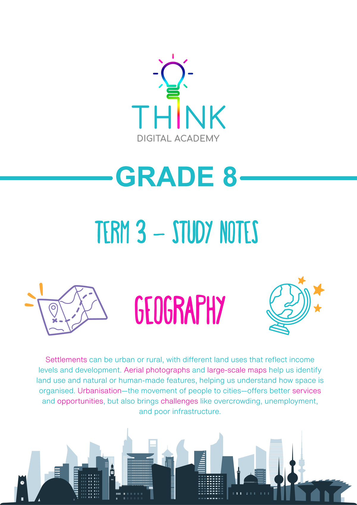 GRADE 8 TERM 3 GEOGRAPHY STUDY NOTES: SETTLEMENTS & URBANISATION - Studocu
