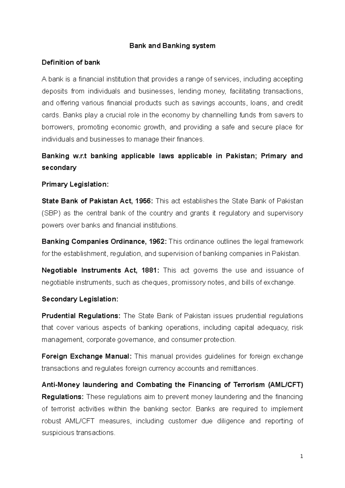 Banking System and Functions: An Overview of Key Concepts - Studocu