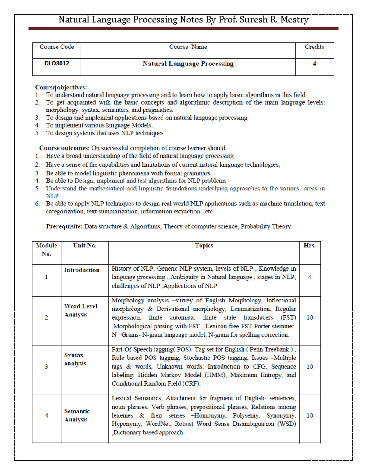 NLP Notes: Levels, Applications, and Syntax Analysis (Ch 1-5) - Studocu
