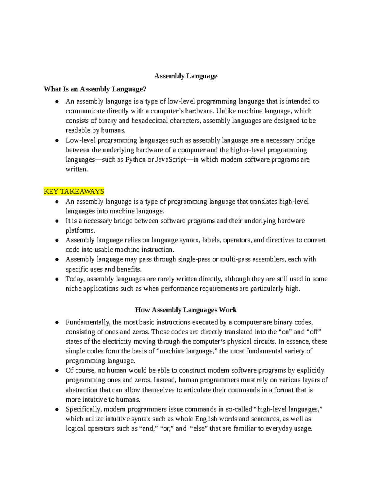 Studocu Assembly Language - Google Docs - Assembly Language What Is an ...