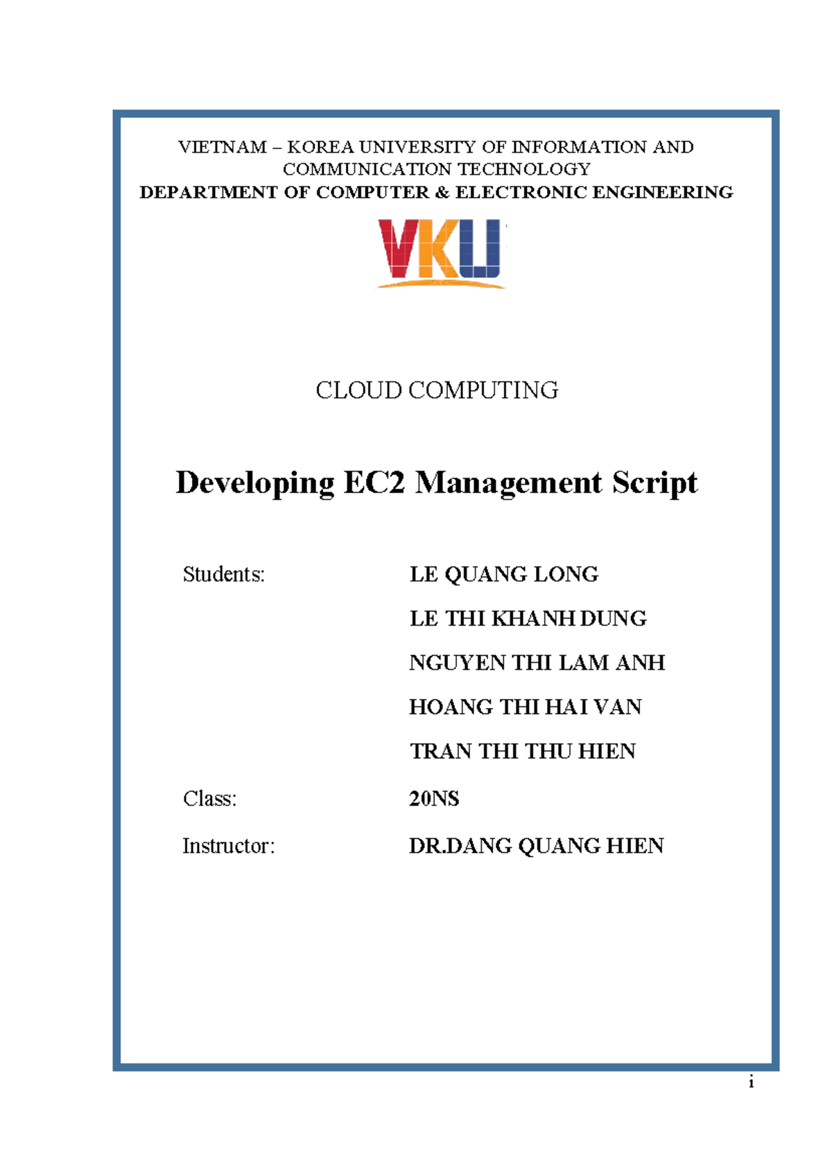 CLOUD COMPUTING (20NS): Developing EC2 Management Script - Final Report ...