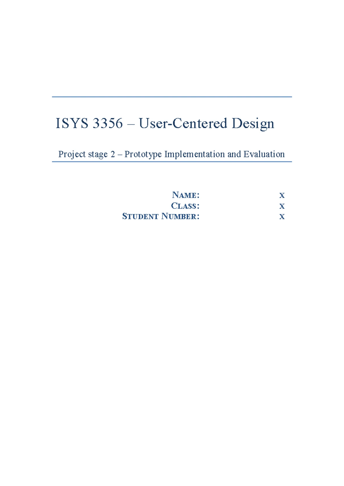 ISYS 3356 Design Project Stage 1: Analysis & Design Overview - Studocu