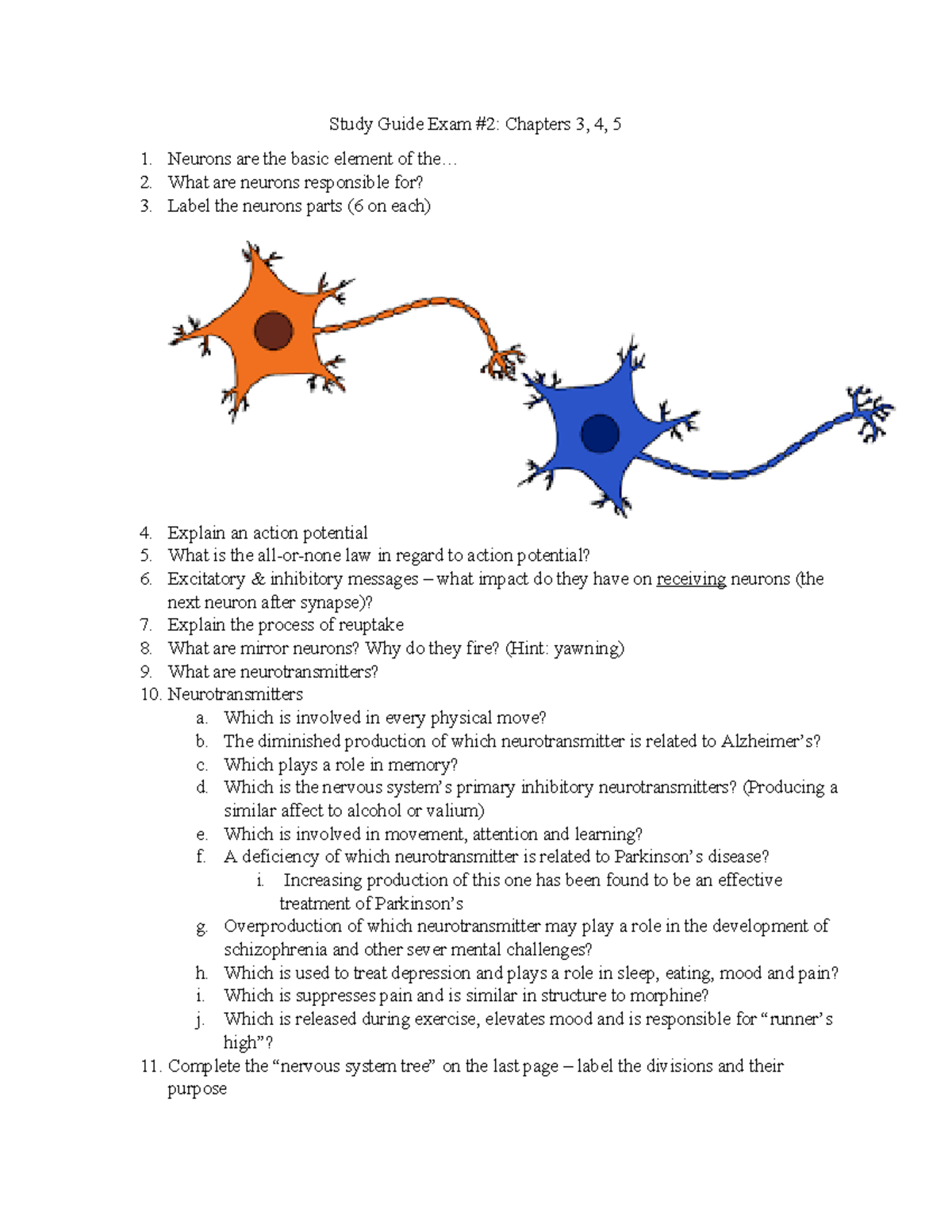 Exam 2 Study Guide - Chapters 3,4, and 5 - Study Guide Exam #2 ...