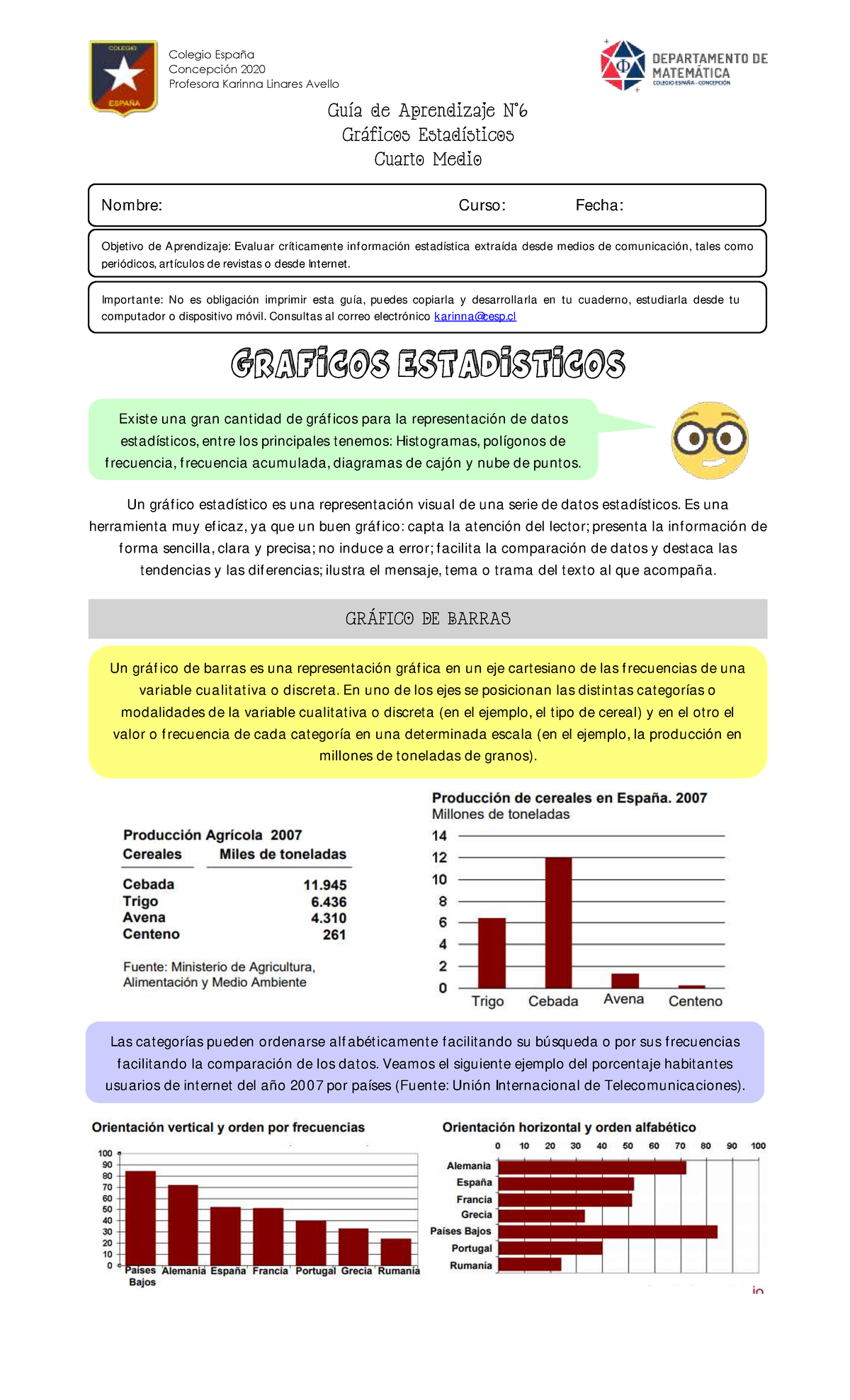 Guía N°6: Gráficos Estadísticos para Cuarto Medio - Studocu