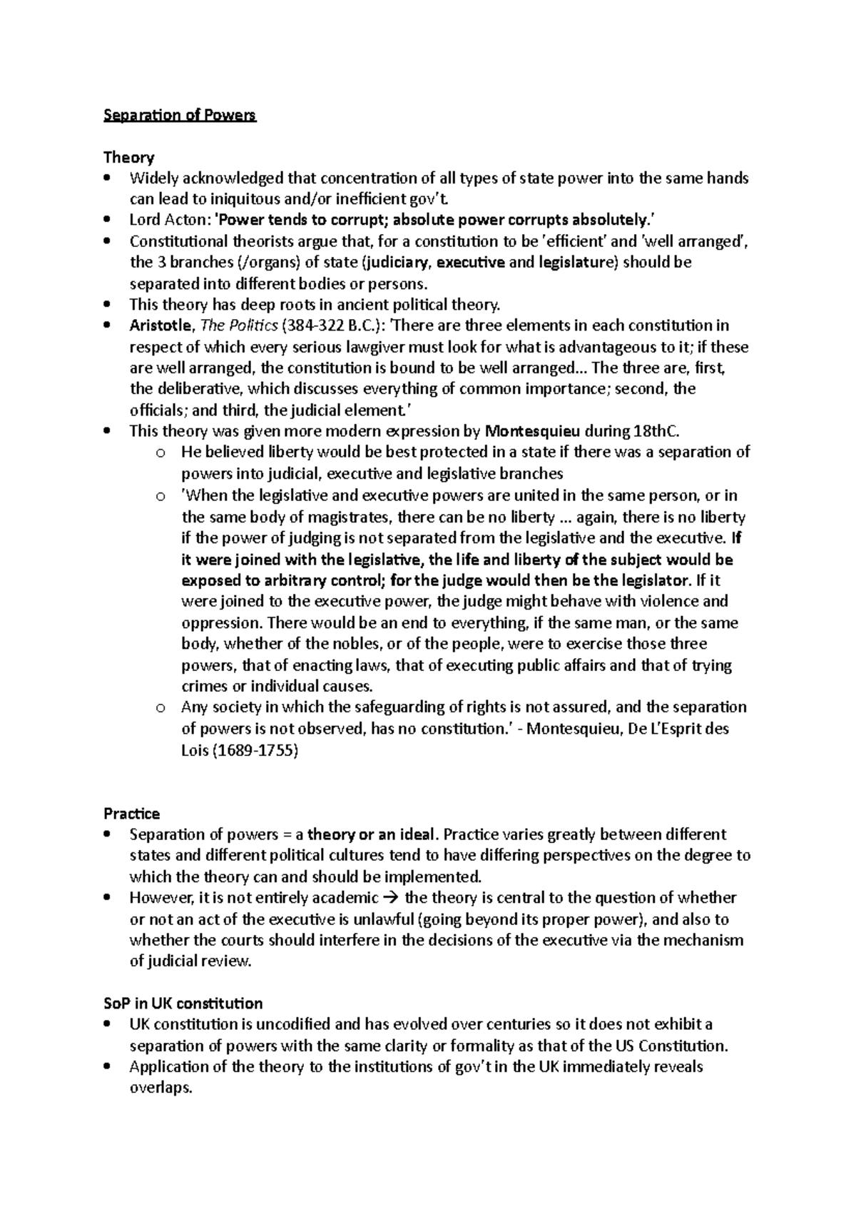 Workshop 4 - Separation of Powers - Separation of Powers Theory Widely ...