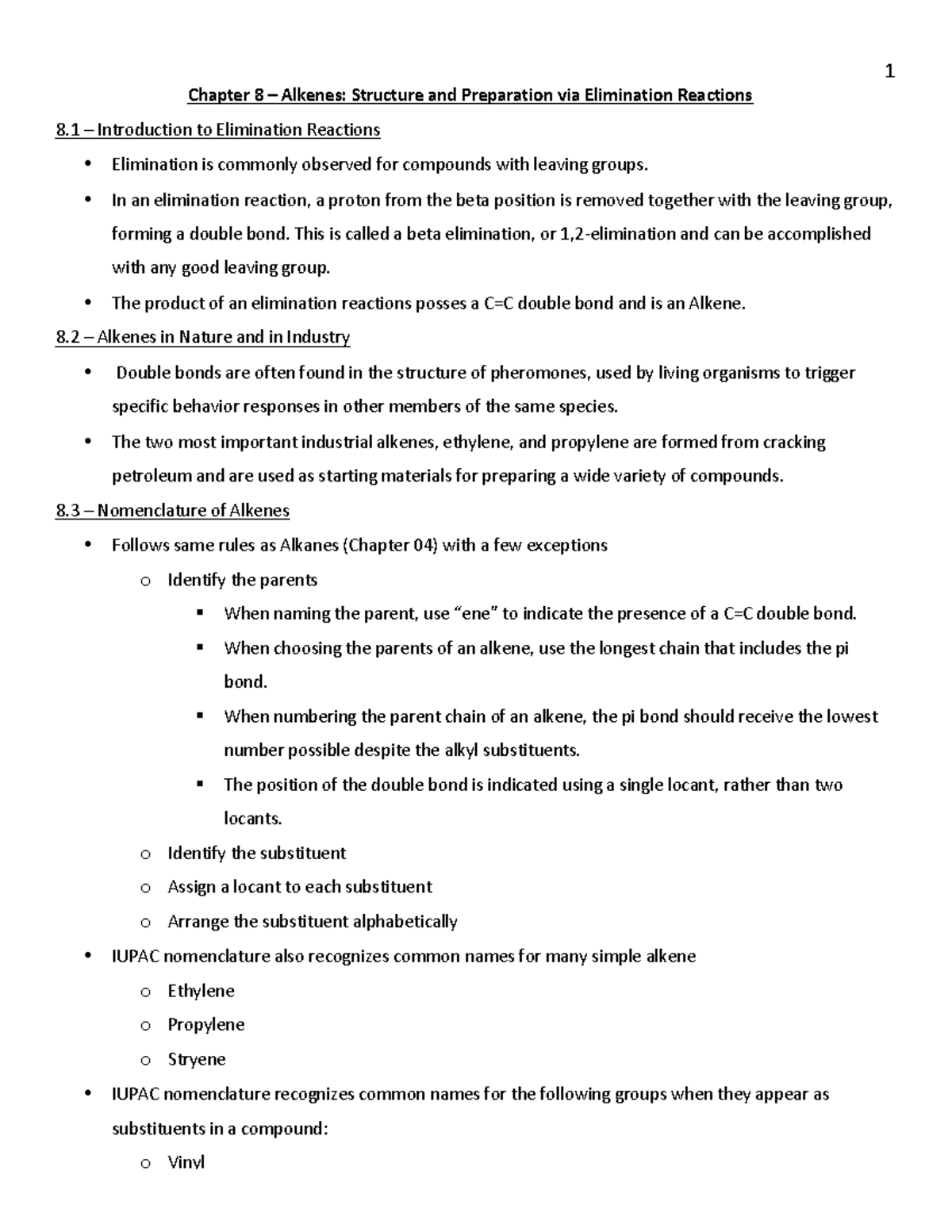 CHEM+219+-+TXB+Notes+-+Chapter+08+Alkenes+Structure+and+Preparation+via ...