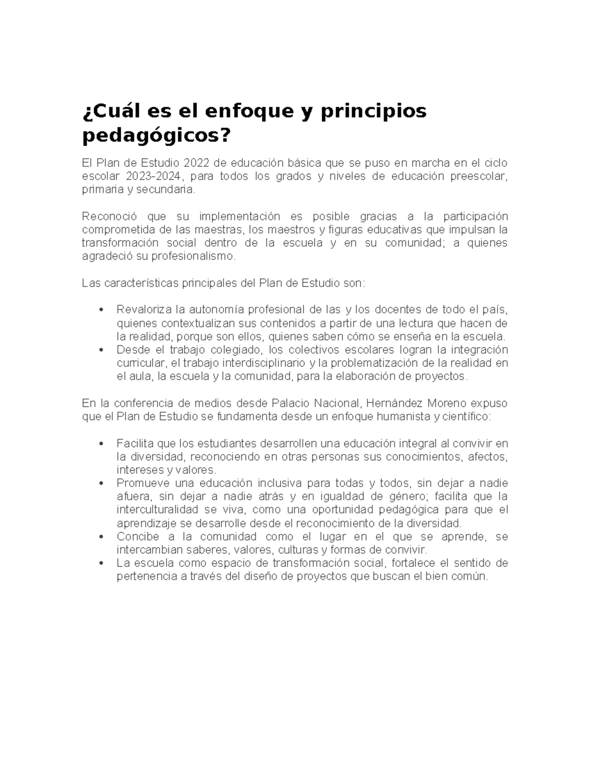 Enfoque y Principios Pedagógicos del Plan de Estudio 2022 en Educación ...