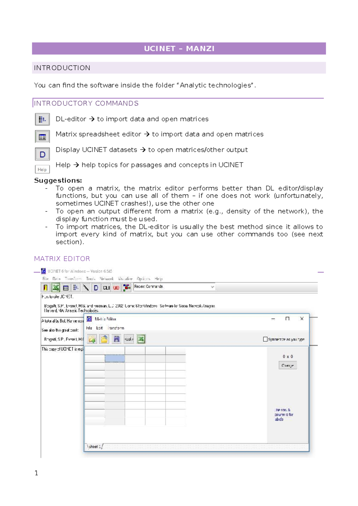 UCINET MANZI: Intro to Data Import & Matrix Analysis - Studocu