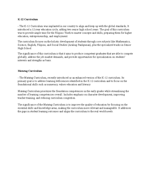 Curricu - K-12/Matatag curri - Matatag Curriculum K to 12 Curriculum ...