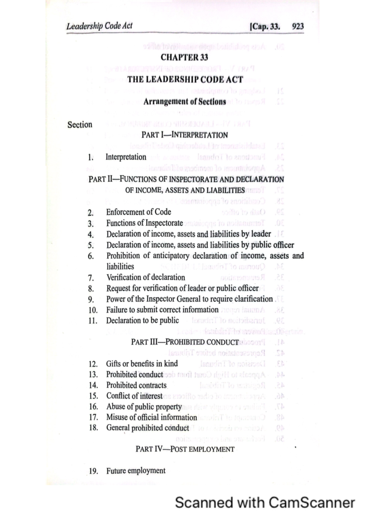 Leadership Code Act 33: Comprehensive Overview and Key Provisions - Studocu