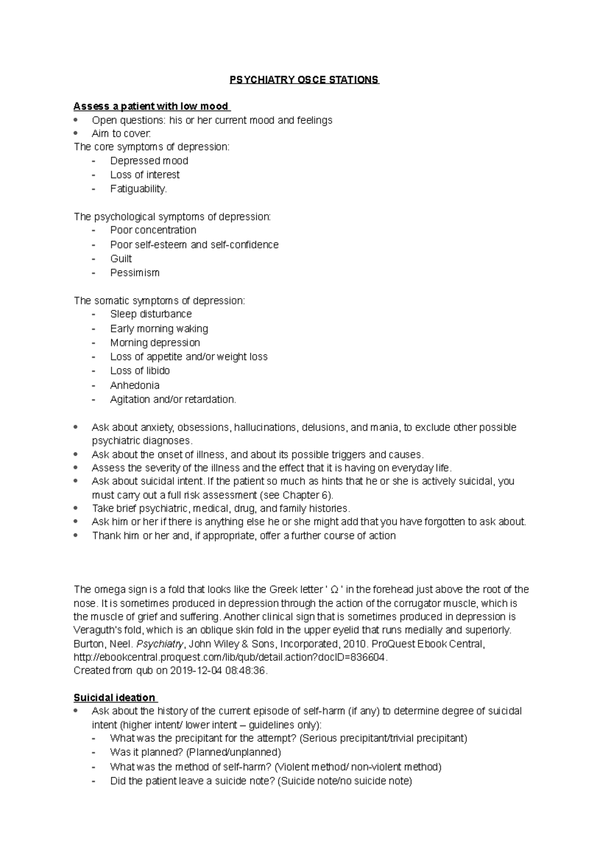 Psychiatry OSCE Template: Comprehensive Assessment Guide - Studocu