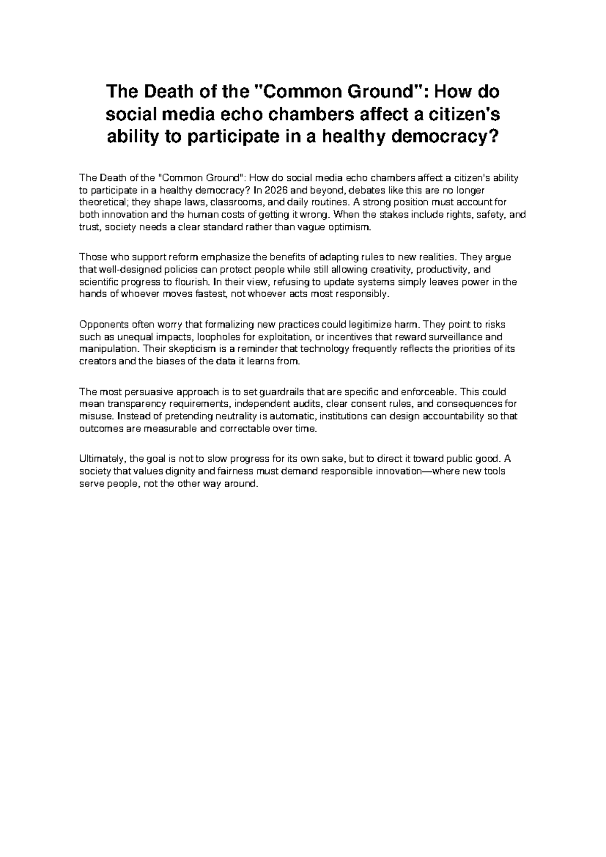The Impact of Social Media Echo Chambers on Democracy Participation ...