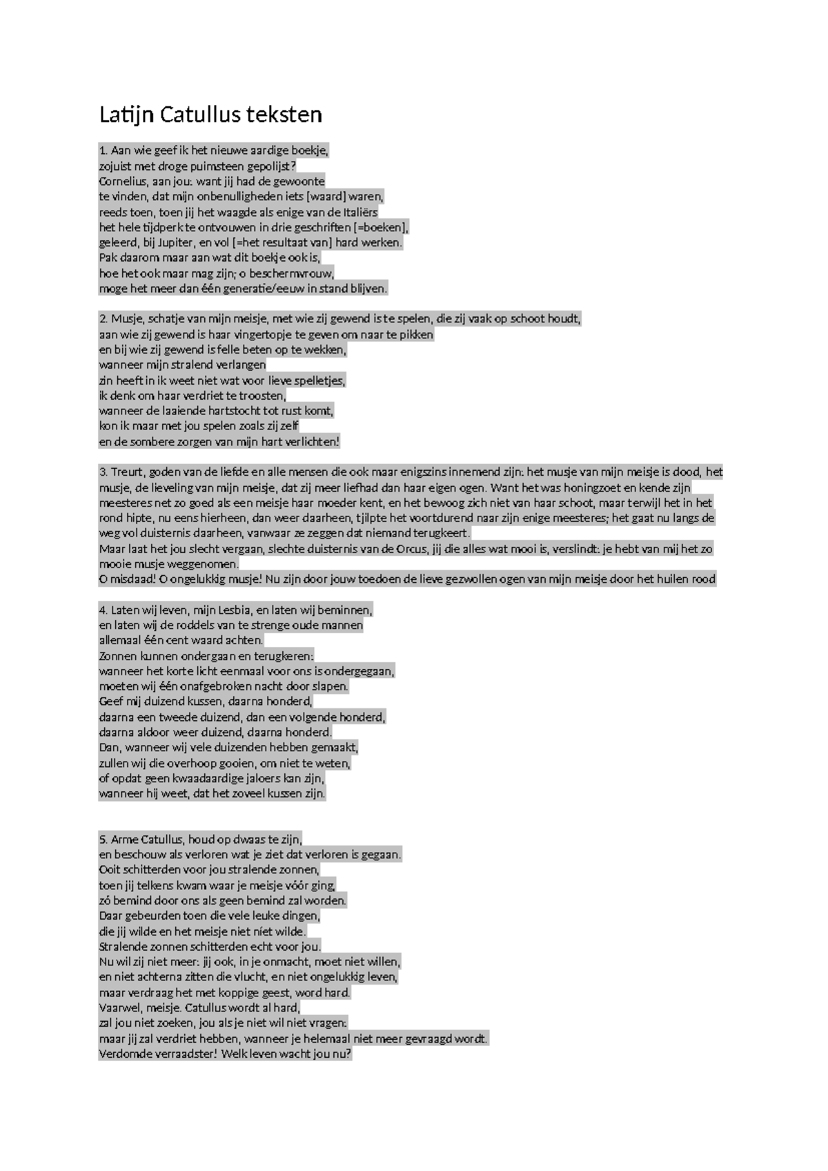 Latijnse teksten van Catullus: Analyse en Interpretatie - Studeersnel
