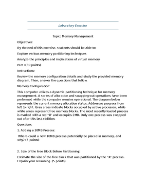 05 Memory Management (Pre-final) - Laboratory Exercise Topic: Memory ...