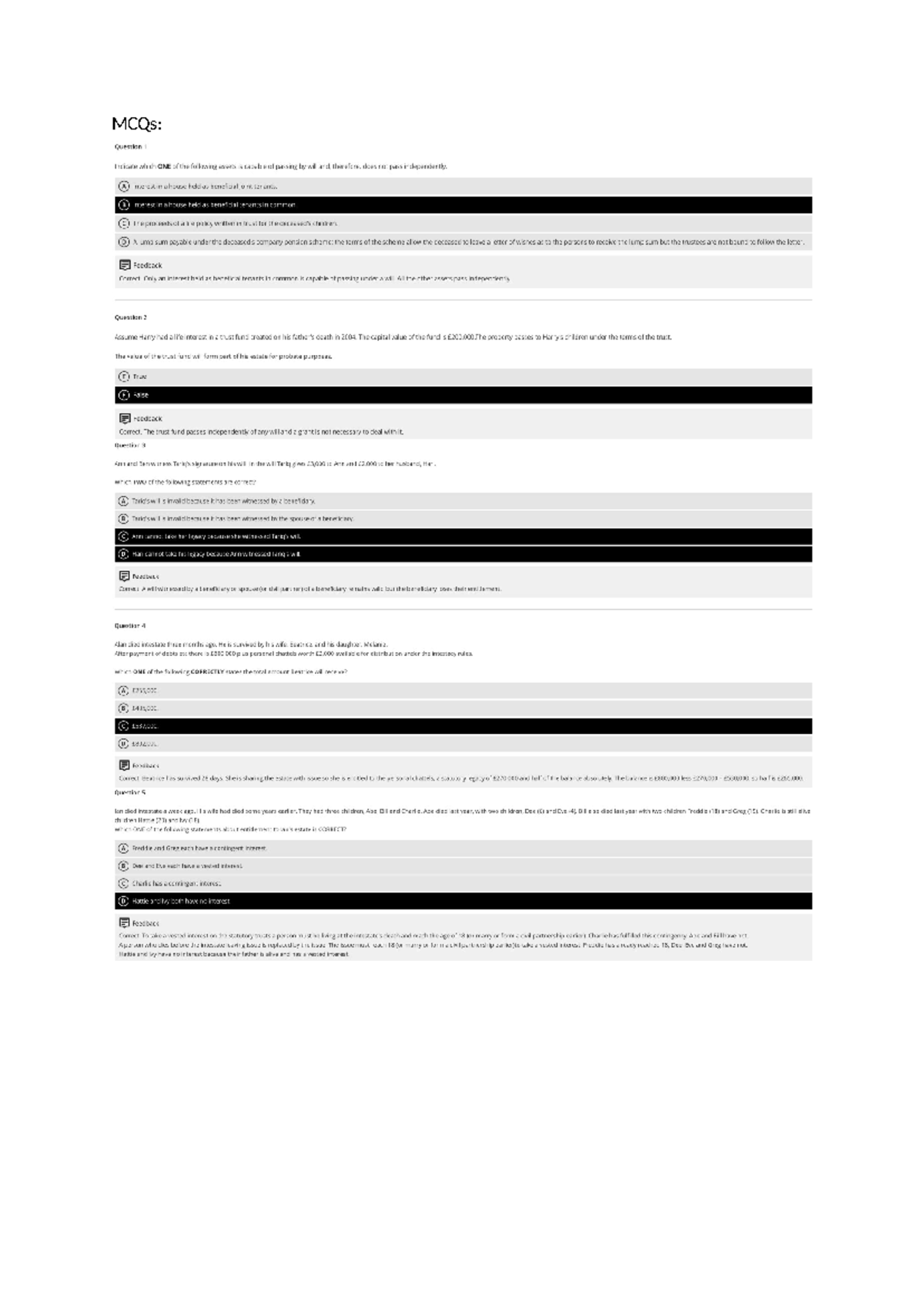 MCQs - Comprehensive Review with Answers for Exam Prep - Studocu