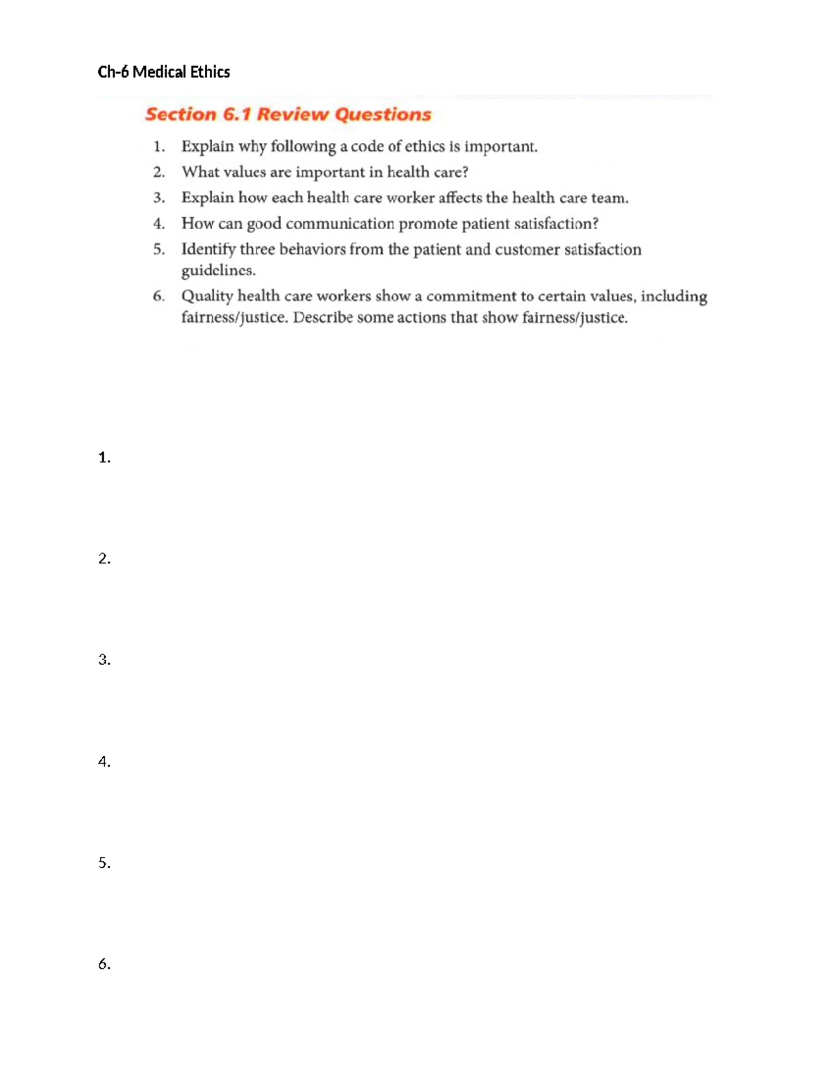 Ch-6 Medical Ethics Review Questions and Key Concepts - Studocu