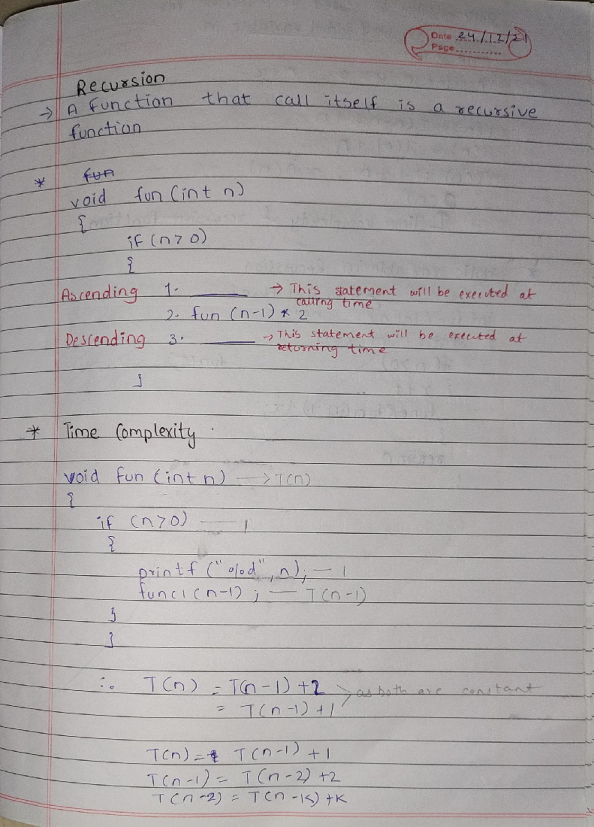Recursion Concepts and Handwritten Notes for CS 101 - Studocu
