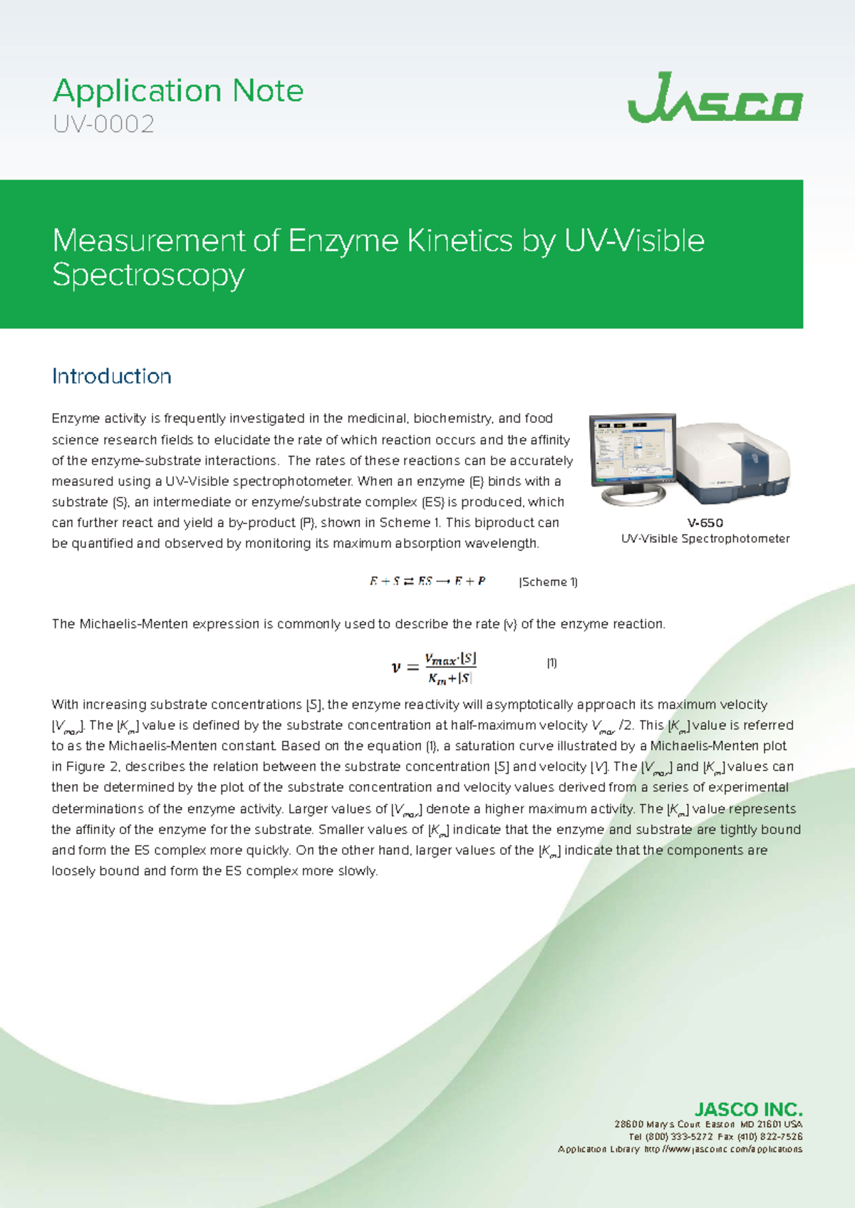 APP Note UV0002: Measurement of Enzyme Kinetics via Spectroscopy - Studocu