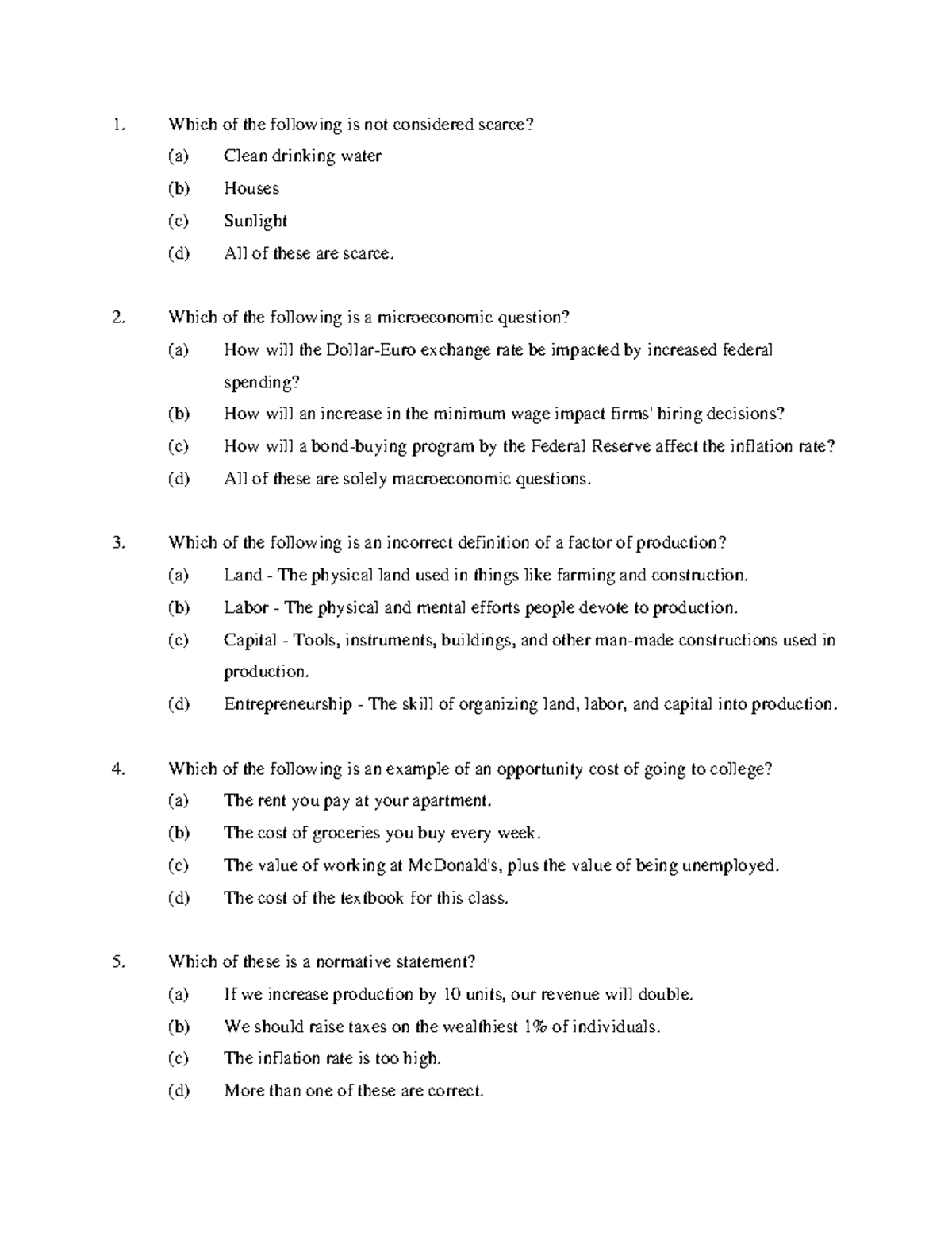 Microeconomics Practice Questions & Answers (Final Exam) - Studocu