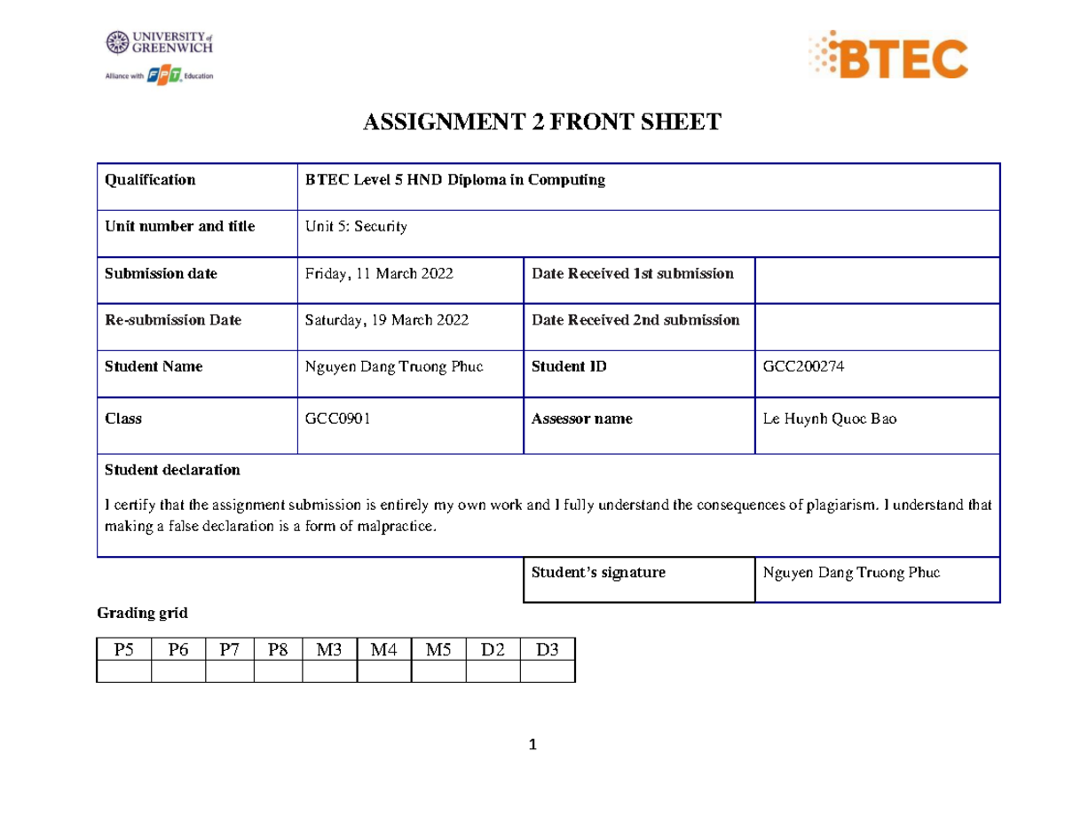 Assignment 2: Security Presentation for Unit 5 - BTEC Computing - Studocu