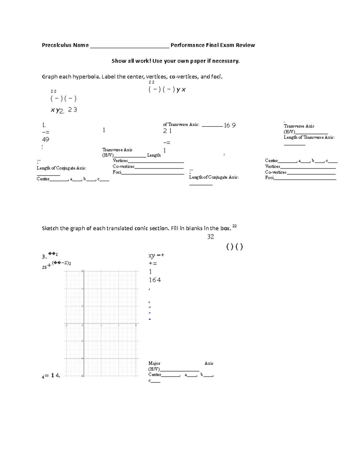 Precalculus (MATH 101) Performance Final Exam Review Spring 2026 - Studocu