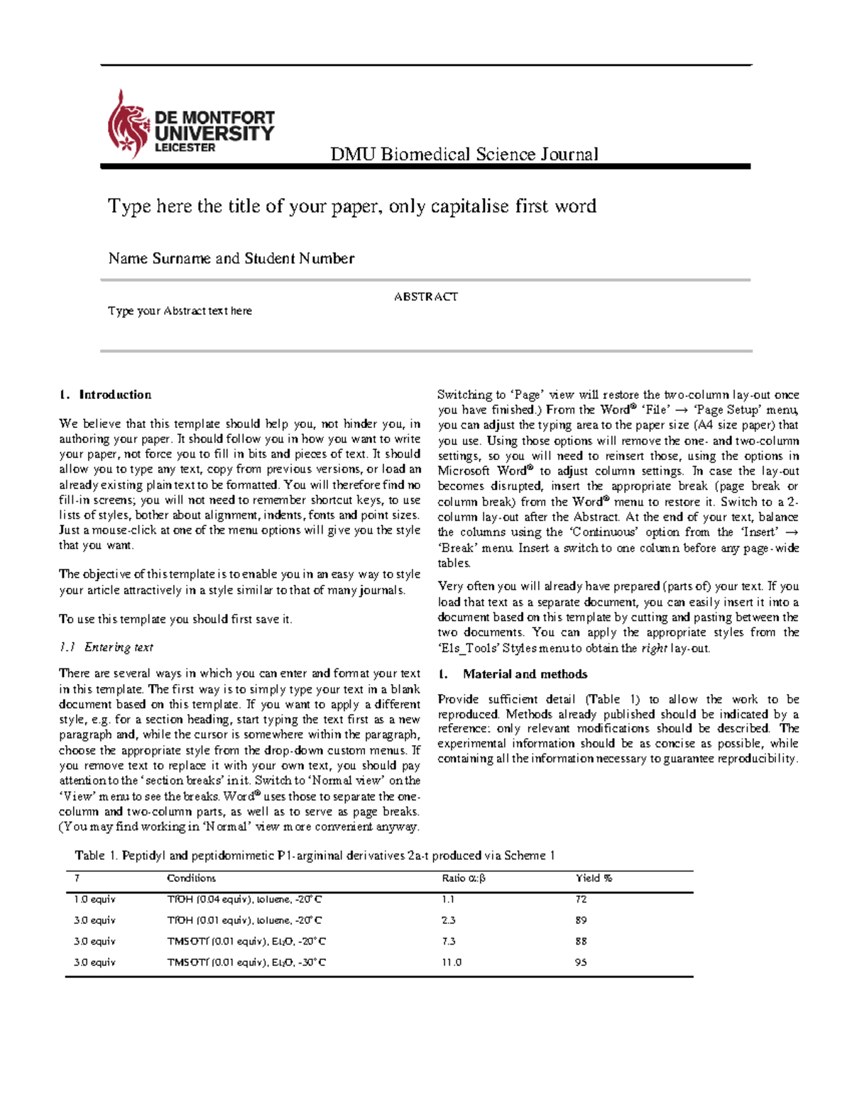 DMU Dissertation Template Guidelines and Formatting Instructions - Studocu