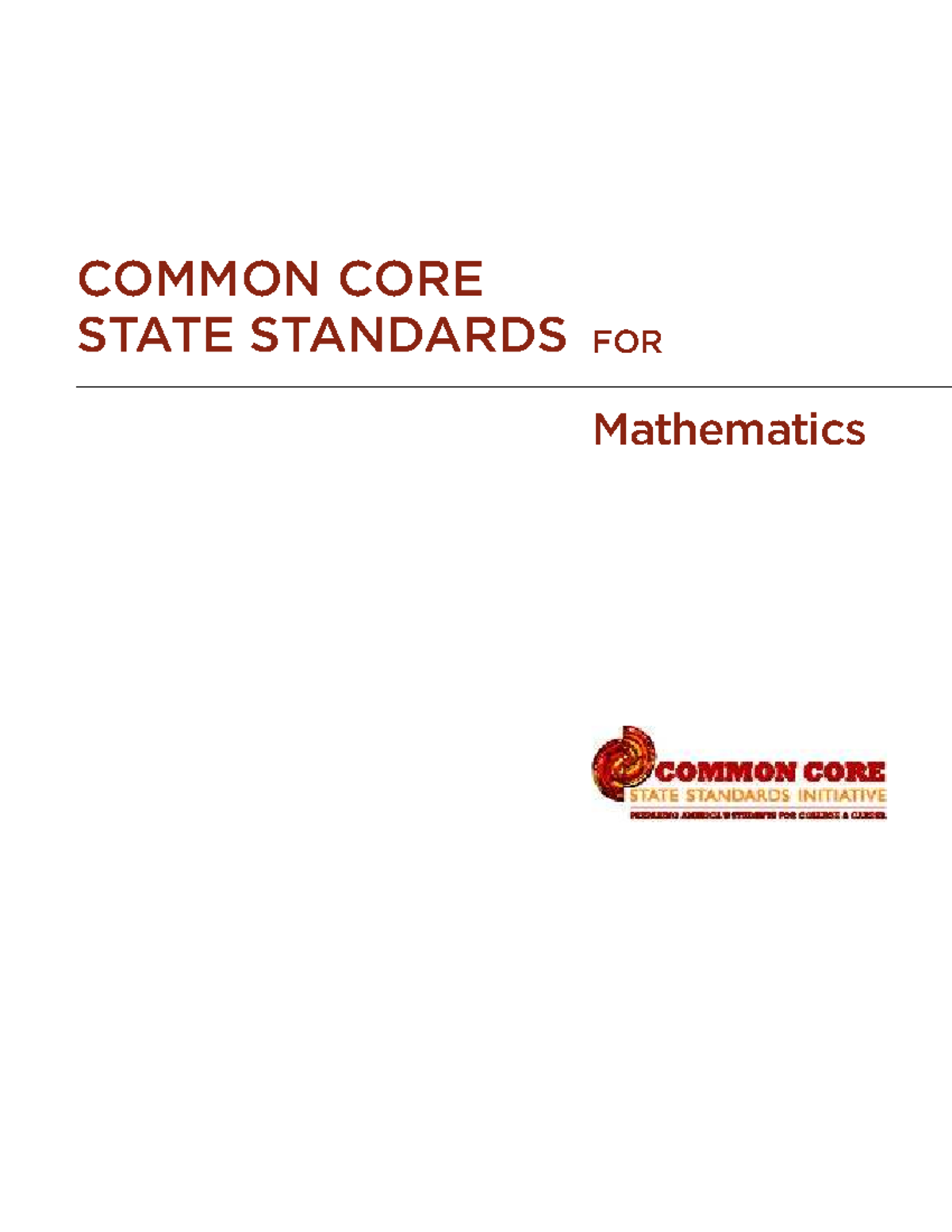COMMON CORE STATE STANDARDS for Mathematics: Comprehensive Overview ...