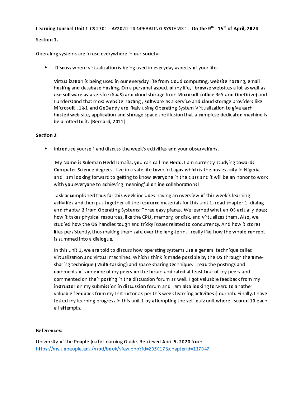 CS 2301 Learning Journal Unit 1 - Learning Journal Unit 1 CS 2301 ...