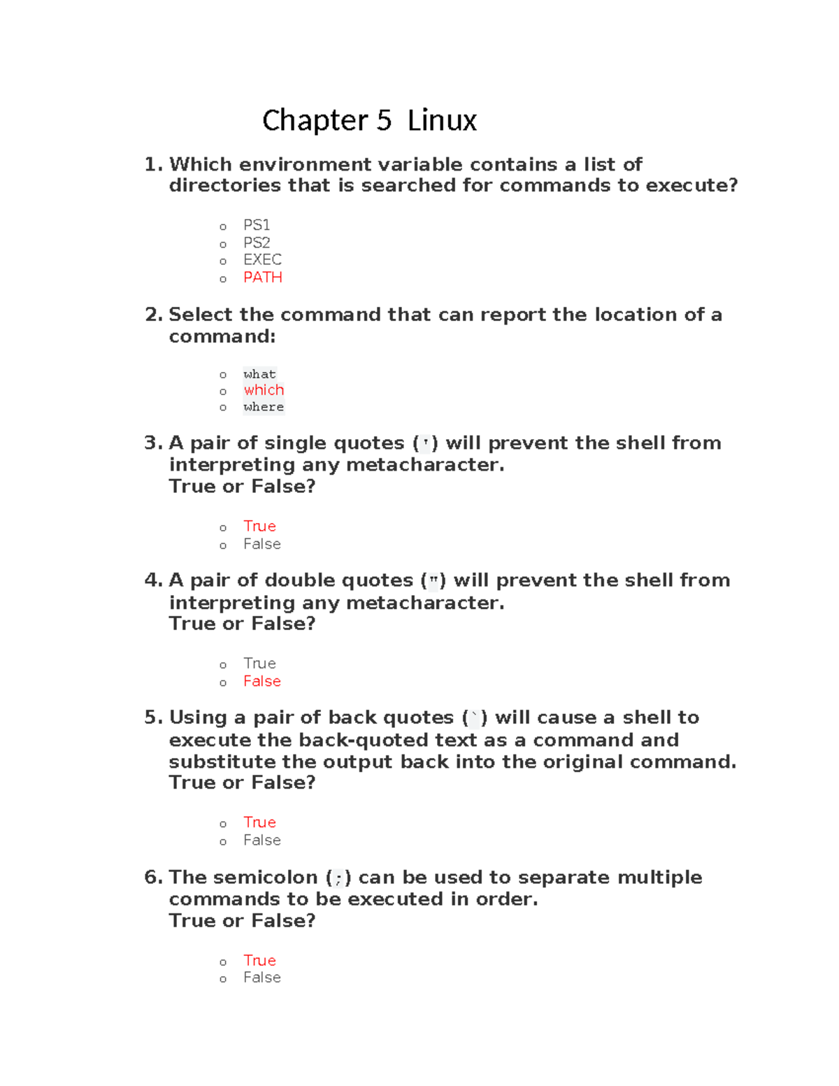 Chapter 5 Linux - Chapter 5 Linux 1. Which environment variable ...