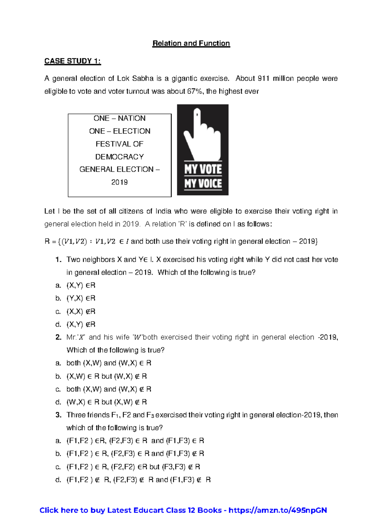Mathematics - Relation and Function CASE STUDY 1: A general election of ...