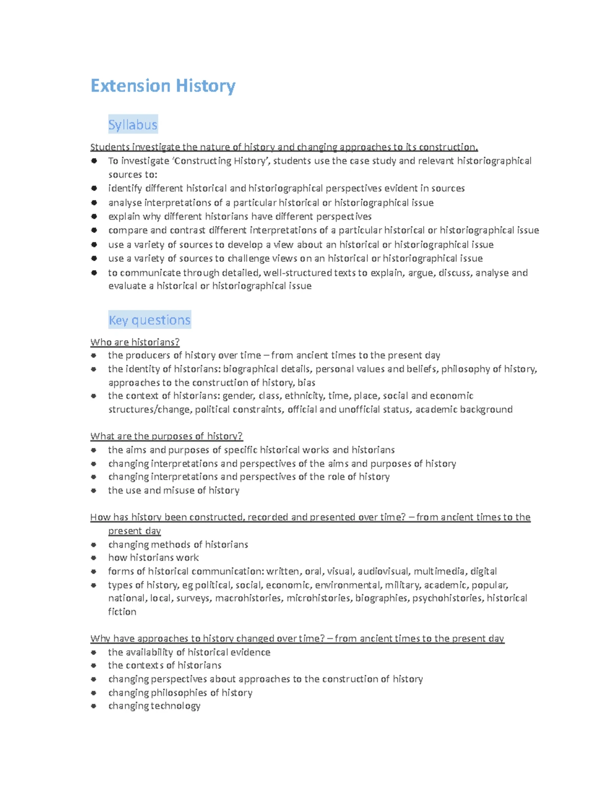 History Extension Stage 6: Intro to the History Project Unit - Studocu