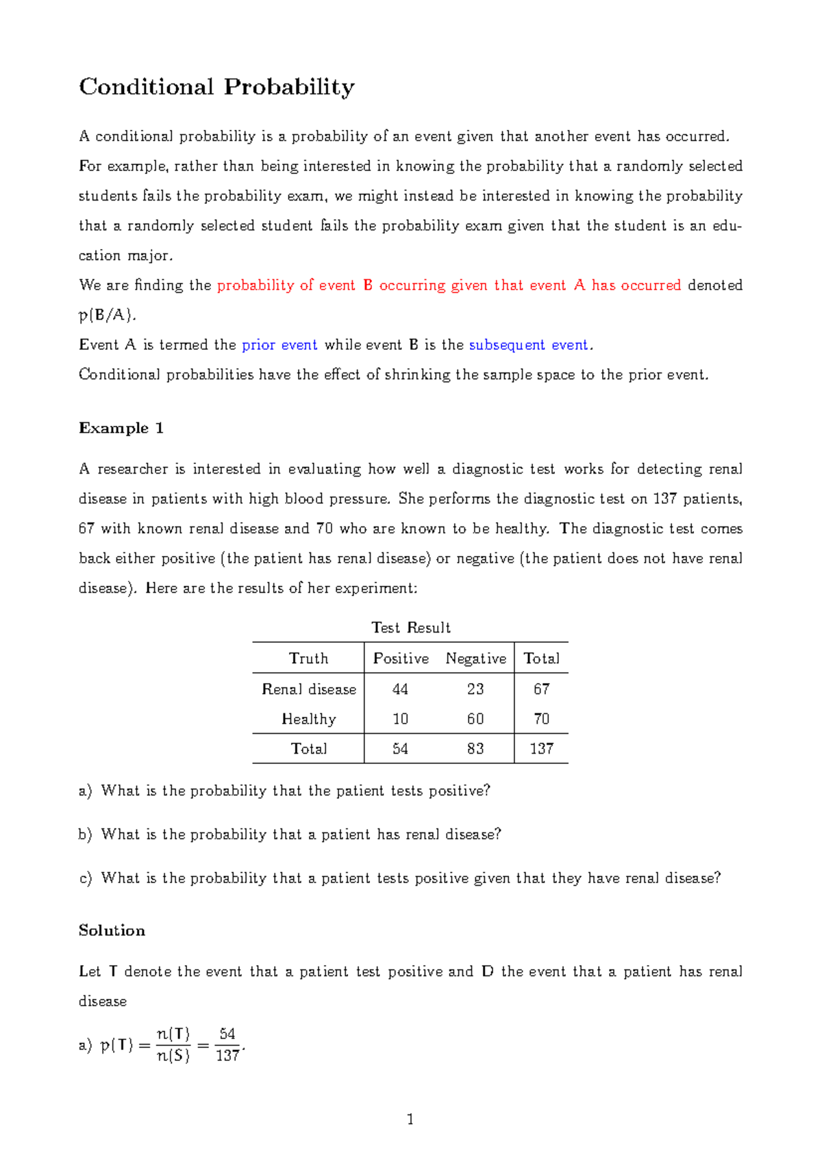 MAS103 Lecture 3 1 - Introduction to probability theory - Conditional ...