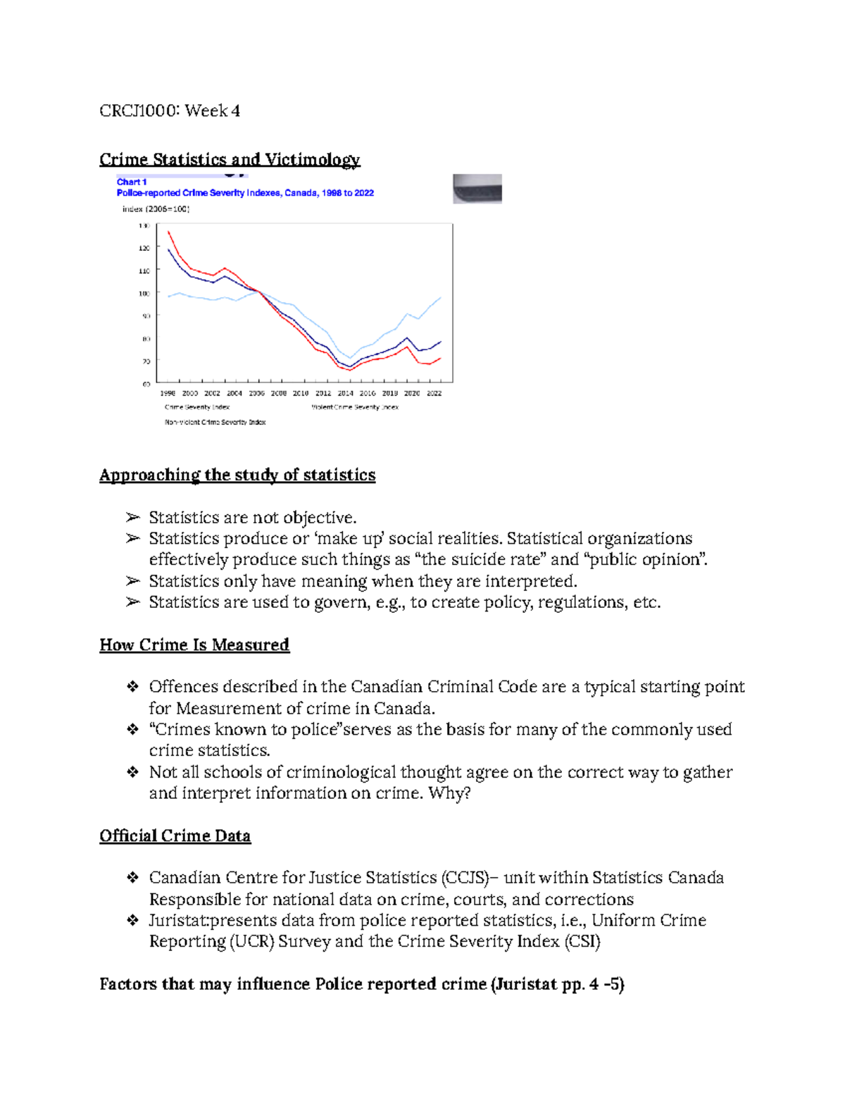 Criminology and Criminal justice - CRCJ1000: Week 4 Crime Statistics ...