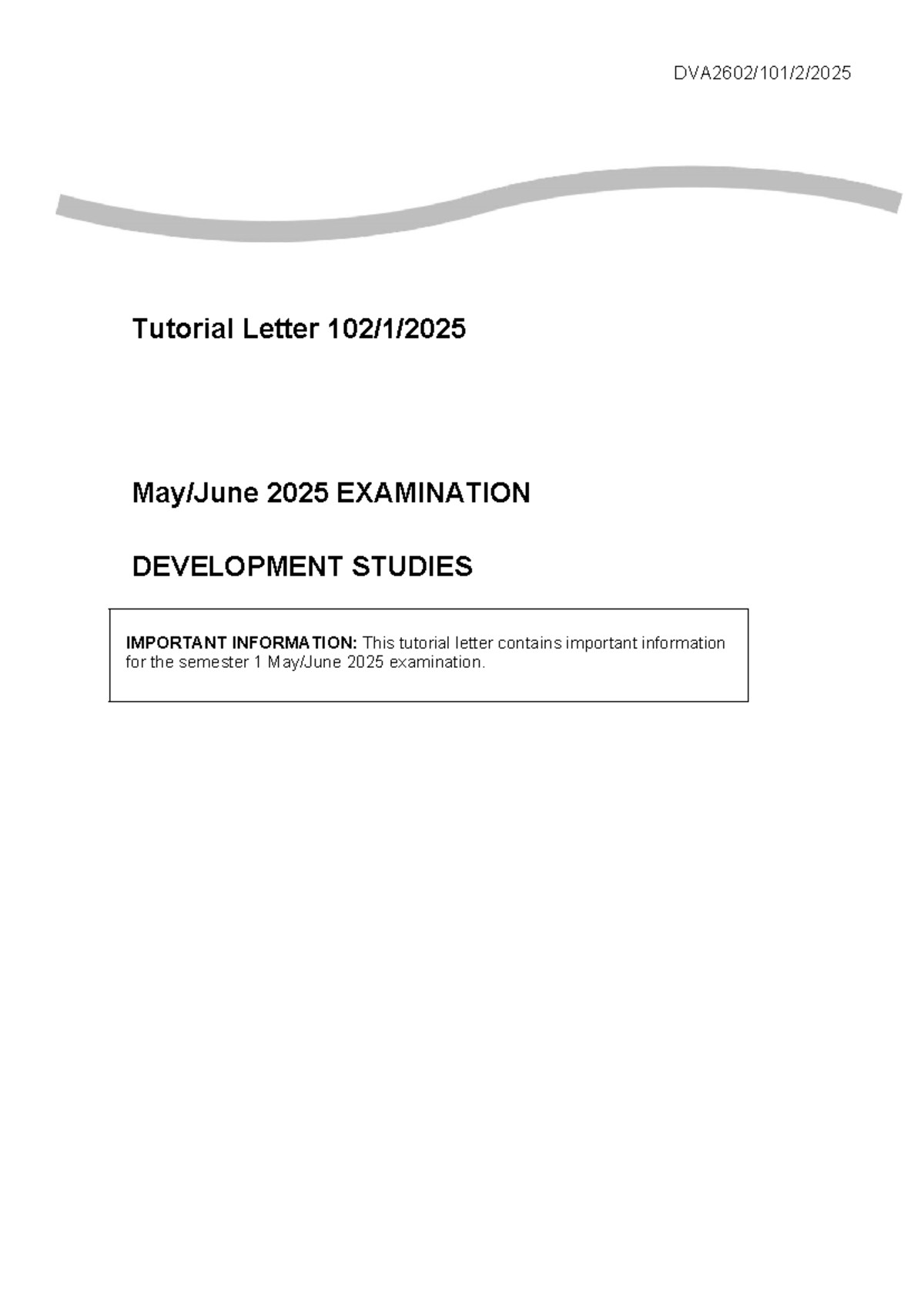 DVA2602 Final Exam Preparation: Important Guidelines for 2025 - Studocu