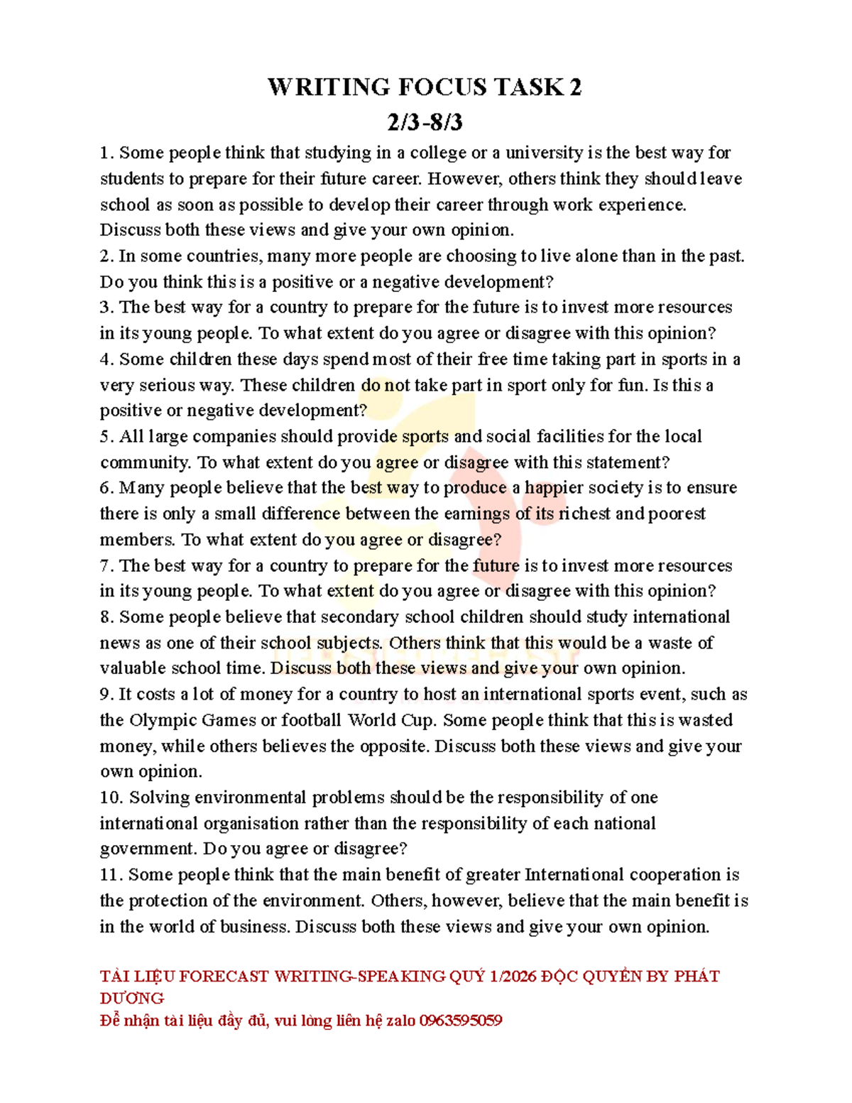 Writing Focus Task 2: Discussing Key Issues and Opinions - Studocu