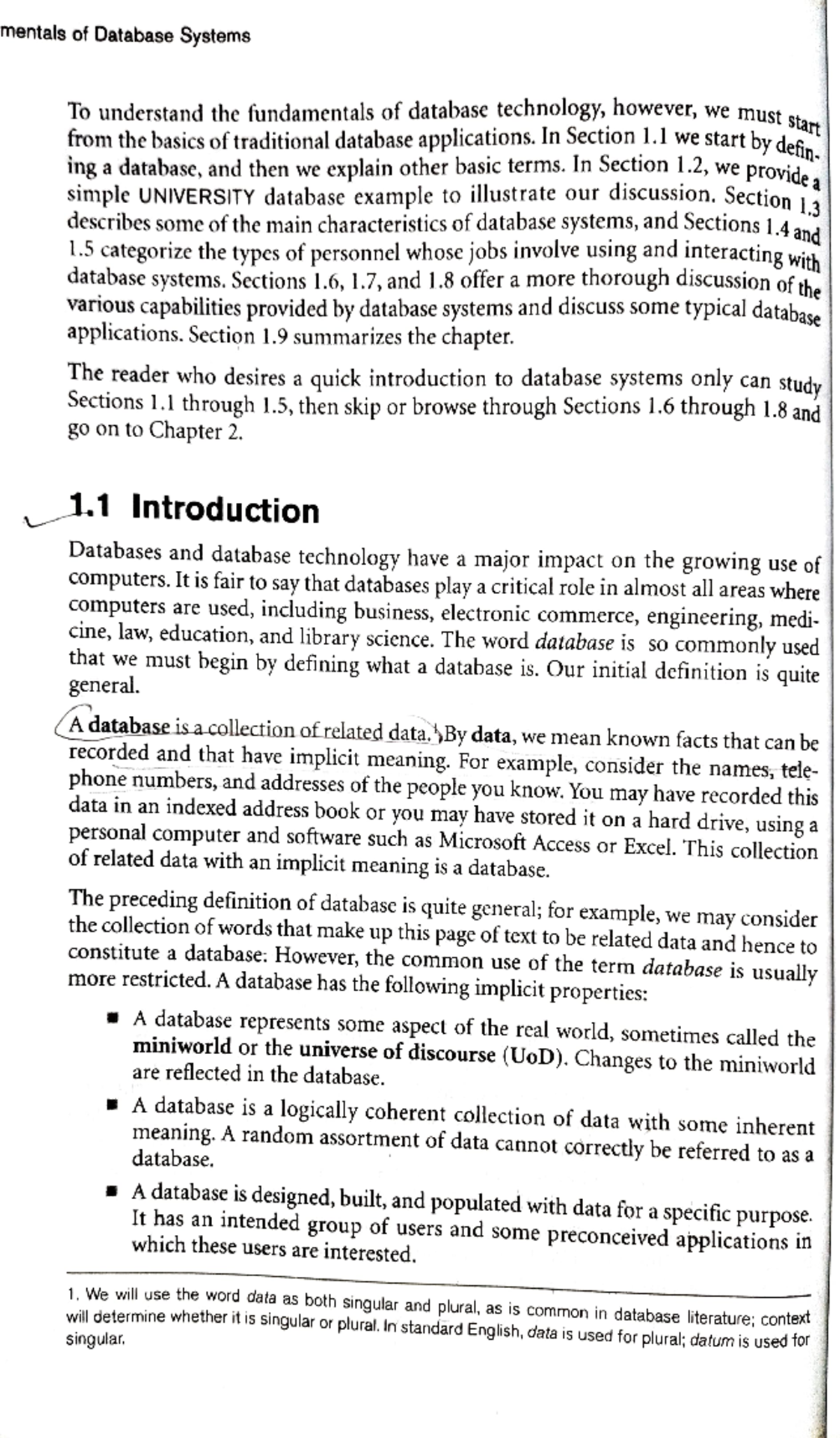 Module 1 notes - of Database Systems start To understand the ...