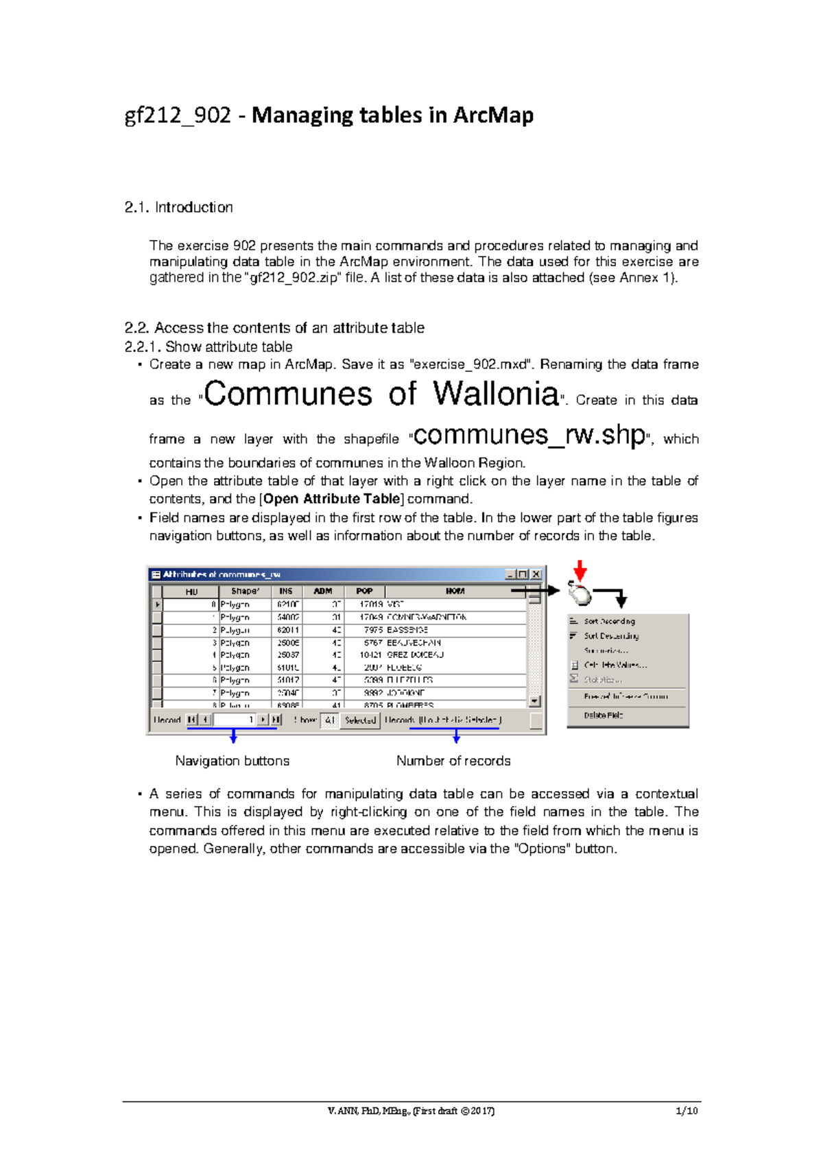 Gf212_902 Managing Data Tables in ArcMap: Key Procedures and Tips - Studocu