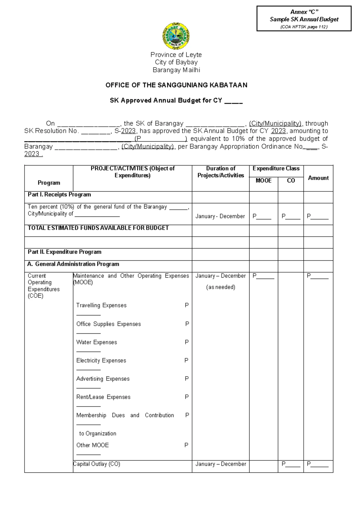 Resolution for Adopting AIP & ABYIP: SK Fund 10% - 2020 - Studocu