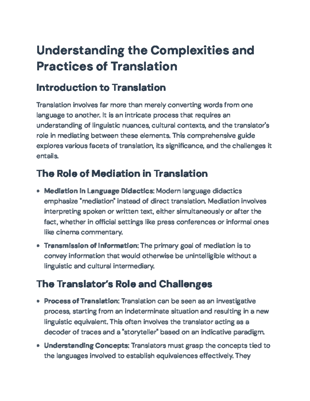 Understanding the Complexities of Translation: Theory and Practice ...
