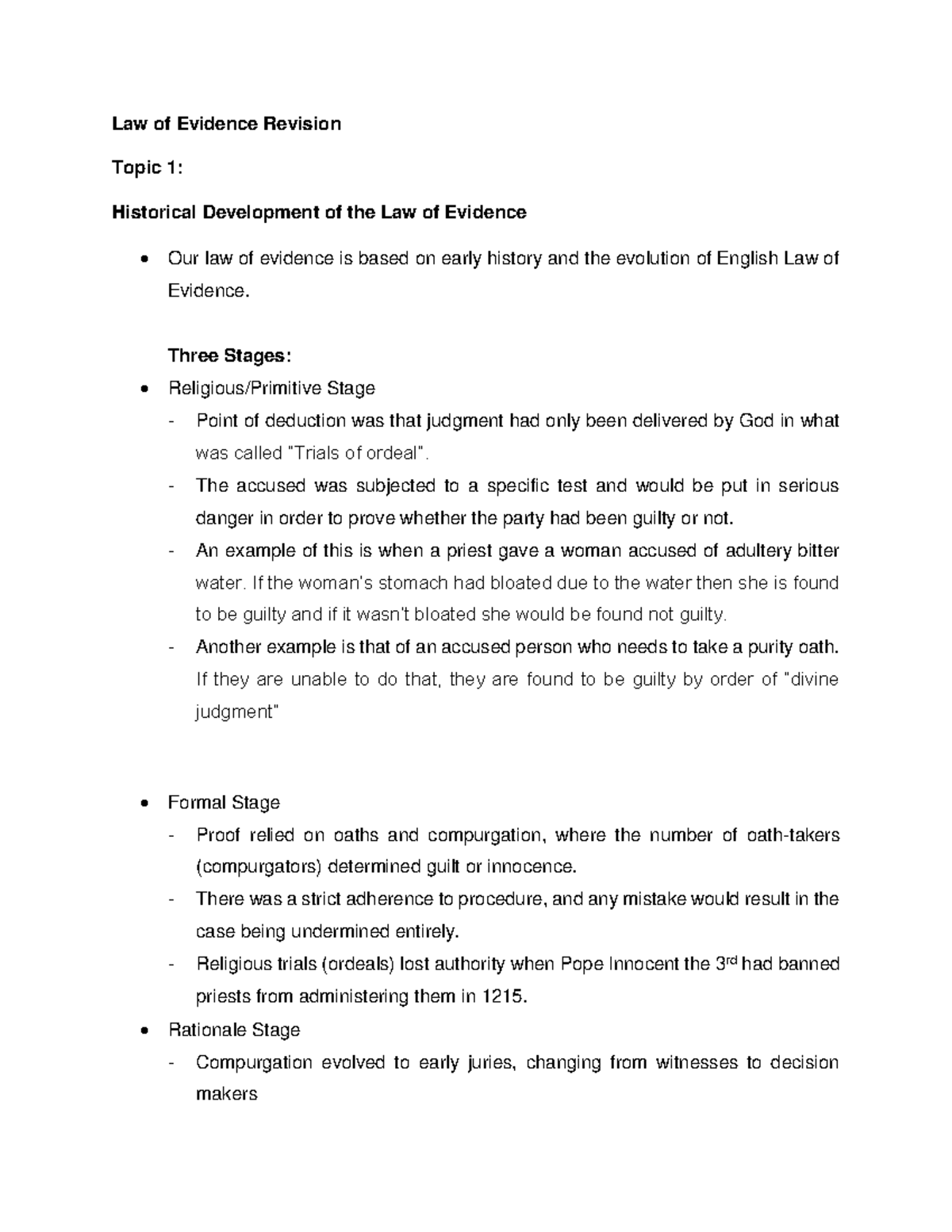 Law of Evidence Test Revision: Historical Development & Key Concepts ...