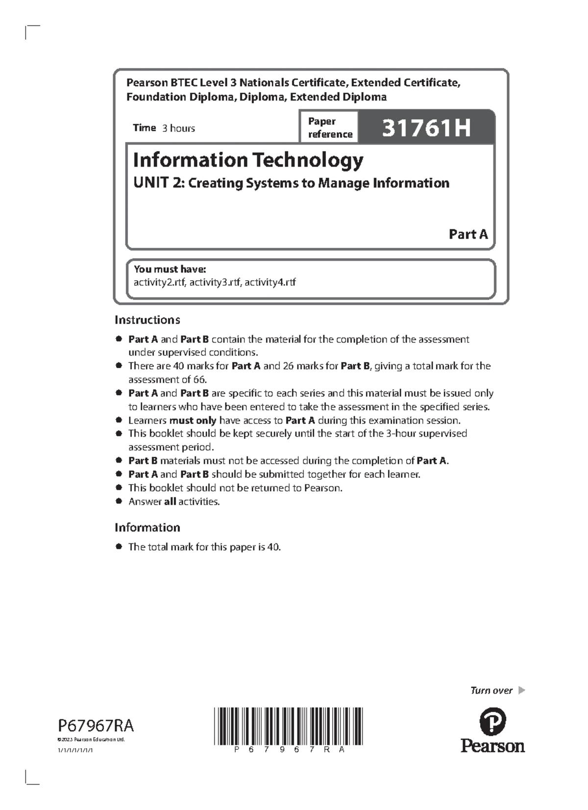 BTEC Level 3 IT Unit 1 Comprehensive Revision Guide - Studocu