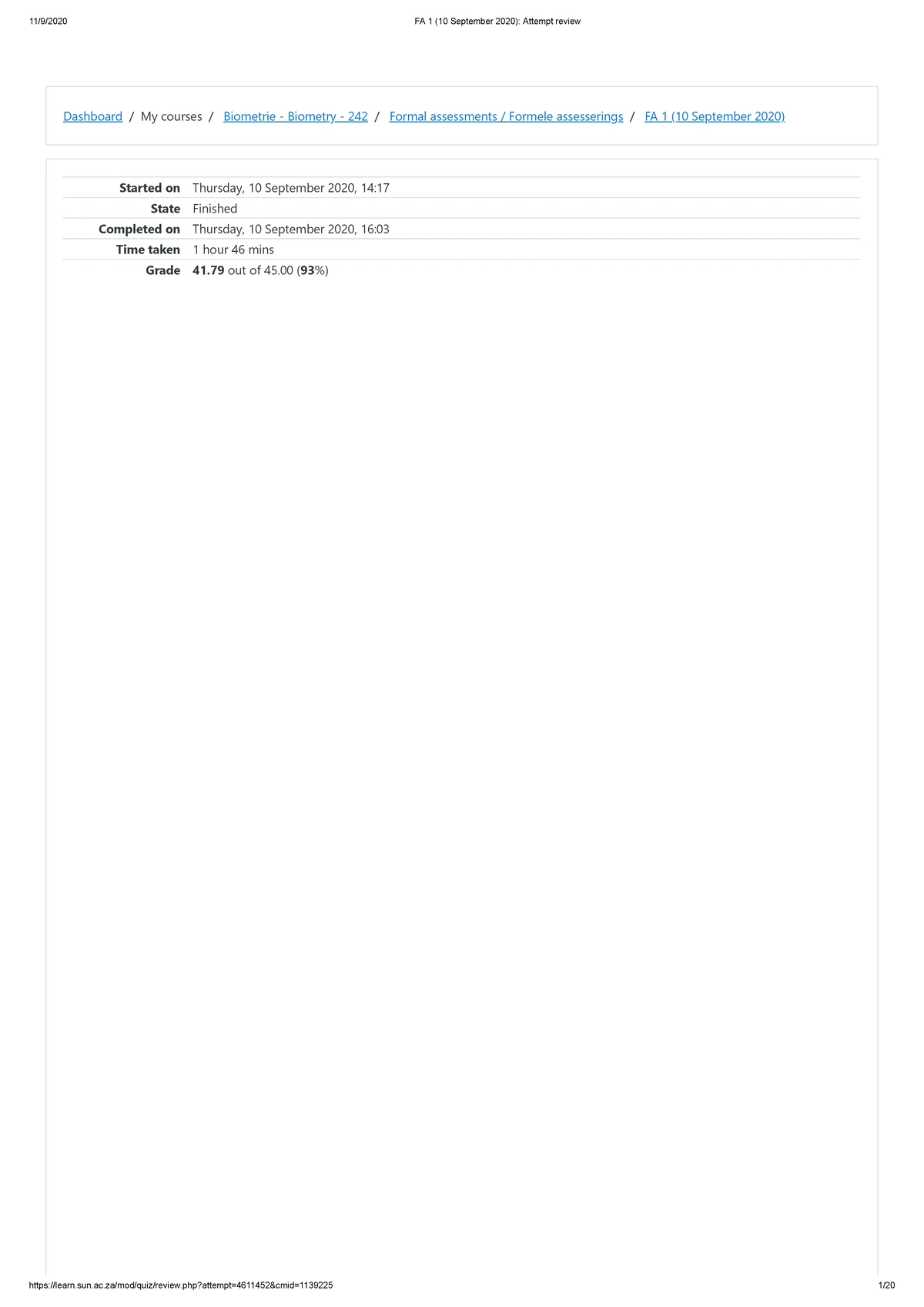 BMT 212 Toets 2 Memo - Biometry Practice Question Paper - Studocu