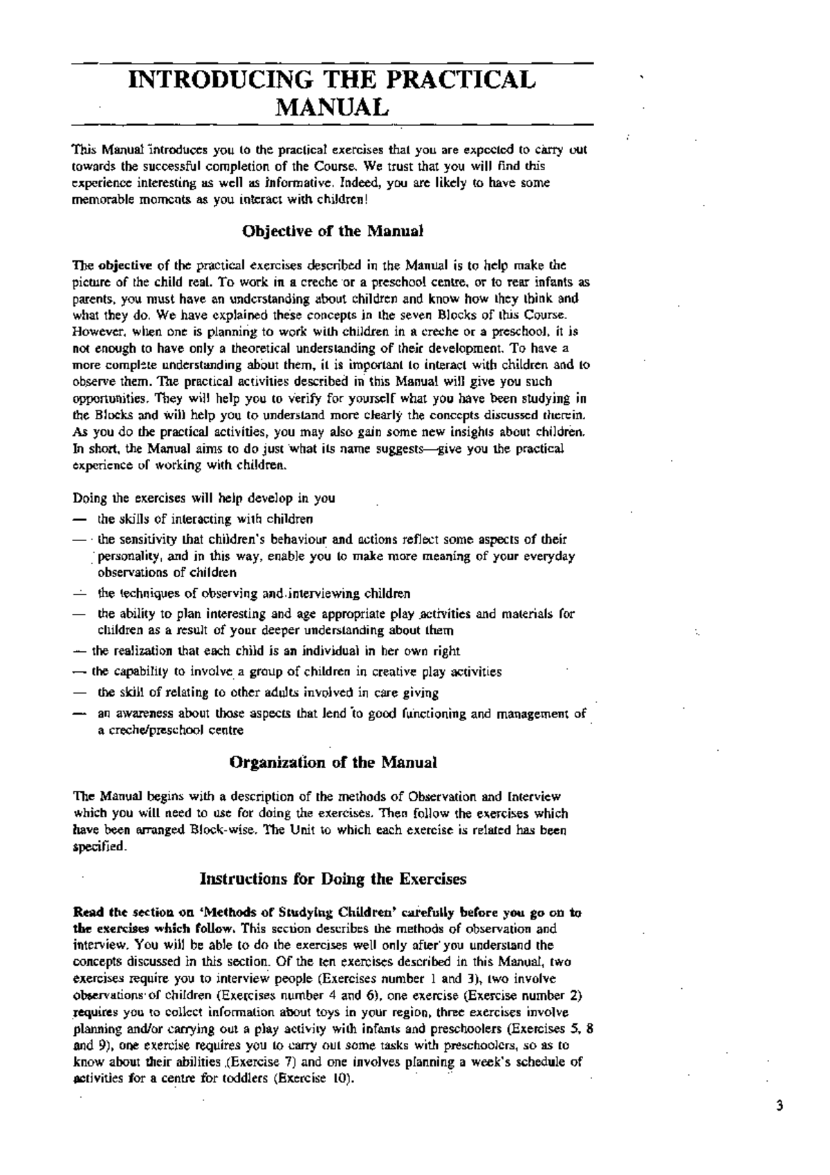 Introduction - Practical - INTRODUCING THE PRACTICAL MANUAL This Manual ...