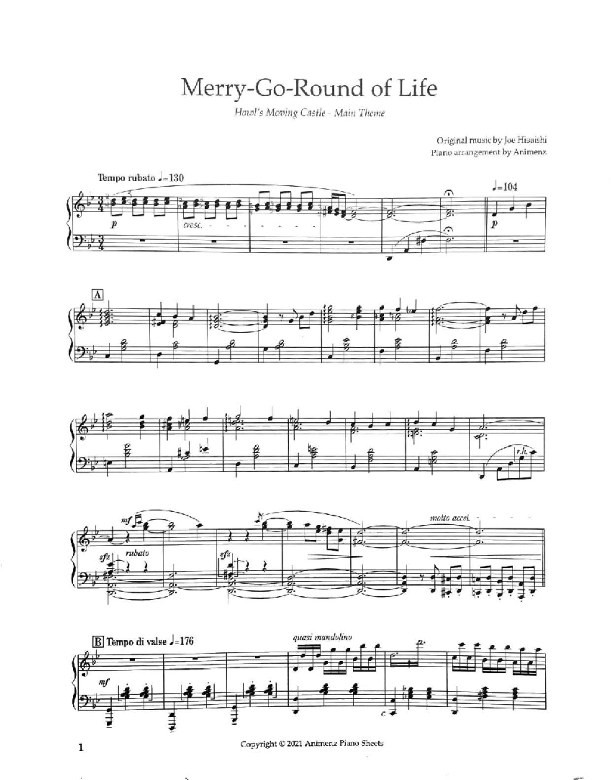 Howl's Moving Castle - Merry-Go-Round of Life Piano Arrangement - Studocu