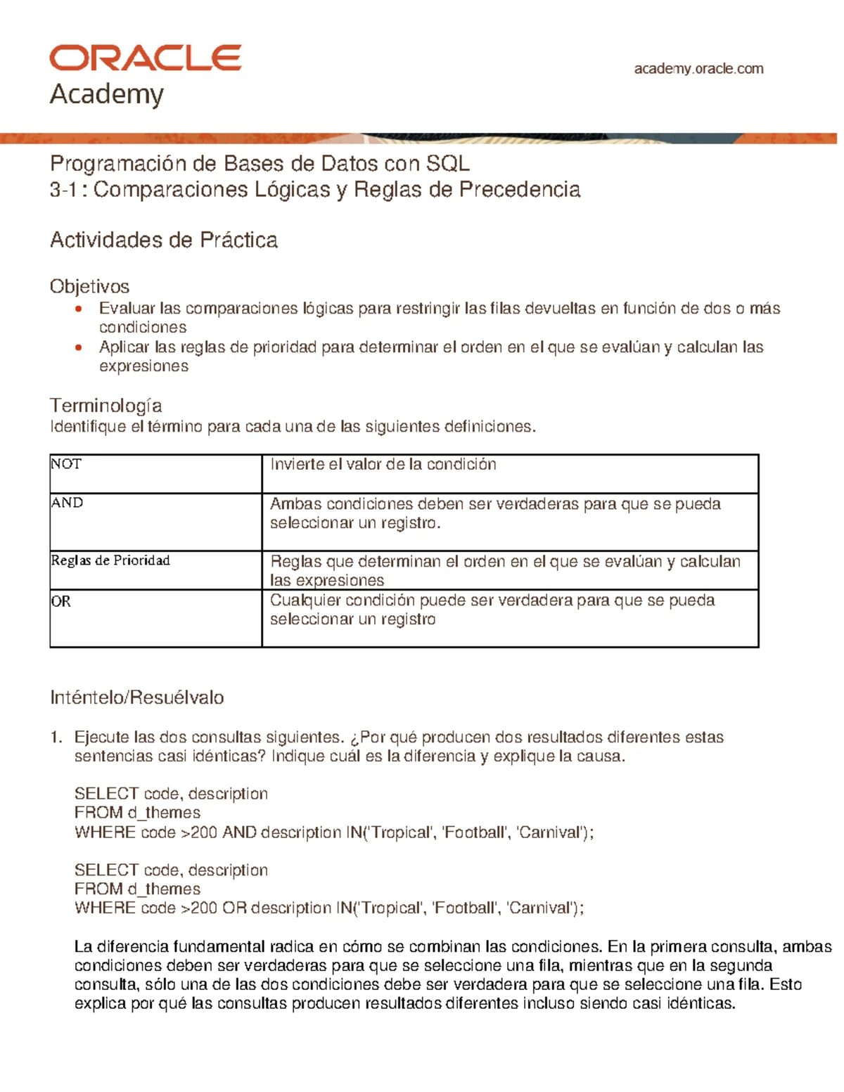 DP 3 2 SQL Practice: Ordenamiento de Filas y Consultas - Studocu