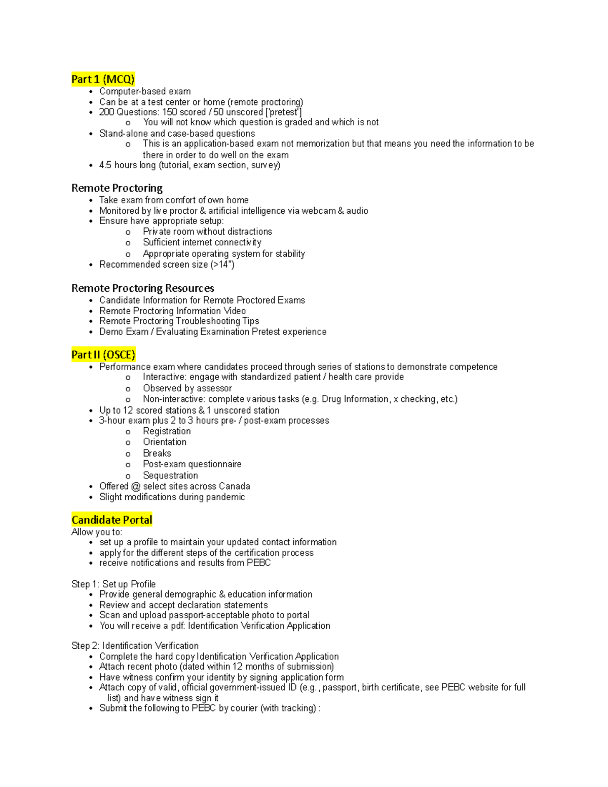 PEBC - Important Info on Computer-Based Exam & OSCE Process - Studocu