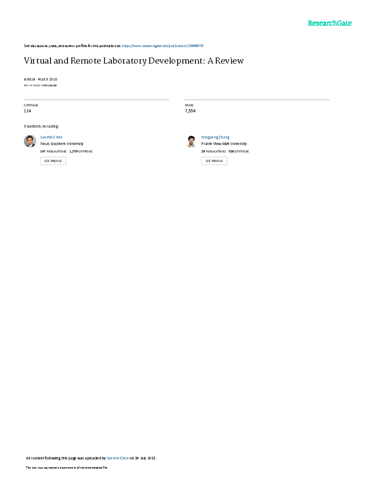Virtual and Remote Laboratory Development A Review - See discussions ...