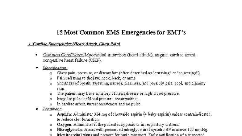 15 Common EMS Emergencies: Cardiac, Respiratory, Trauma & More for EMT ...