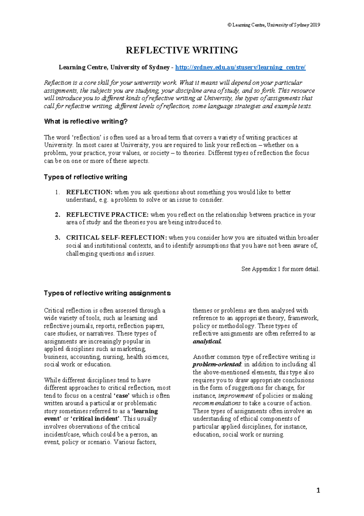 Reflective Writing Guide: Crafting Effective Placement Reports - Studocu