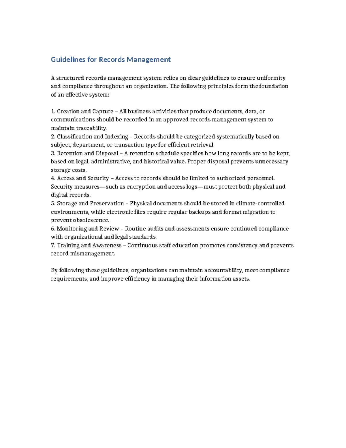 Records Management Guidelines: Best Practices for Compliance and ...